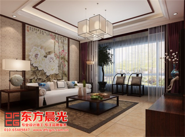 別墅客廳中式裝修設(shè)計